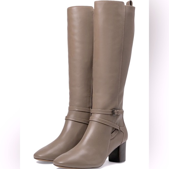 NWOB $358 Johnston and Murphy the Rleanor Knee High Taupe Leather Boots - Picture 3 of 8